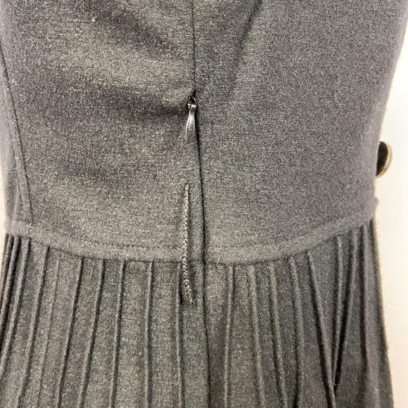 Double Breasted Empire A-line Black Wool Blend Die-cut Red Hem Dress Size 6 - Picture 10 of 16